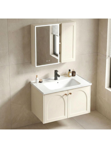 Set mobilier de baie cu lavoar Denver 60cm Crem [4]