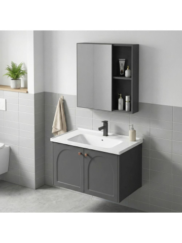 Set mobilier de baie cu lavoar Denver 60cm Grey [2]