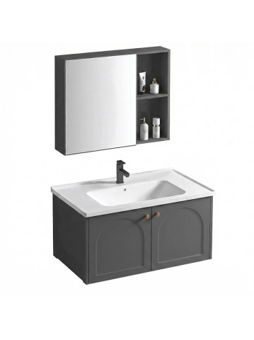 Set mobilier de baie cu lavoar Denver 80cm Grey [5]