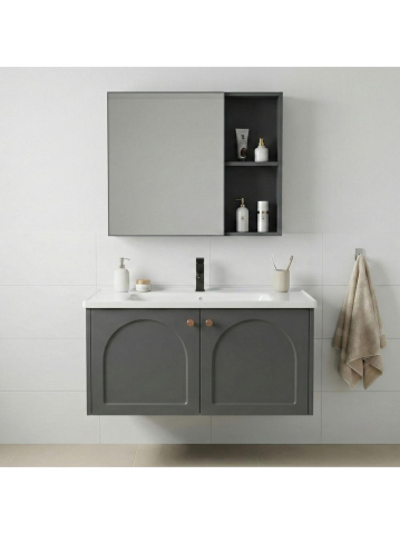 Mobilier Baie - Set mobilier de baie cu lavoar Denver 80cm Grey