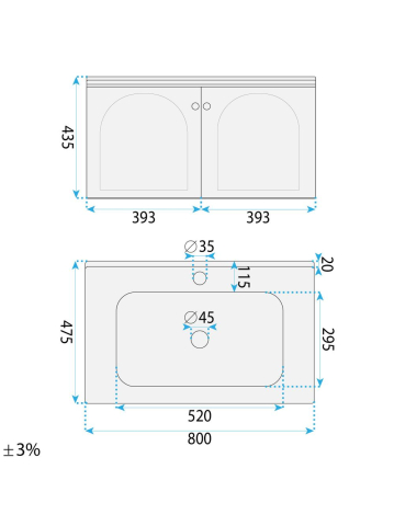 Set mobilier de baie cu lavoar Denver 80cm Grey [6]