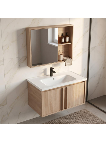 Set mobilier de baie cu lavoar Gama T25023 BXM 80CM bej [2]