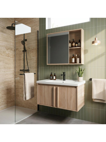 Set mobilier de baie cu lavoar Gama T25023 BXM 80CM bej [4]