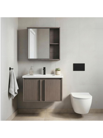 Seturi de mobilier si lavoar - Set mobilier baie suspendat Rea Gama T25023 KJM 60cm maro cu lavoar ceramic