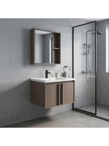 Set mobilier baie suspendat Rea Gama T25023 KJM 60cm maro cu lavoar ceramic [4]