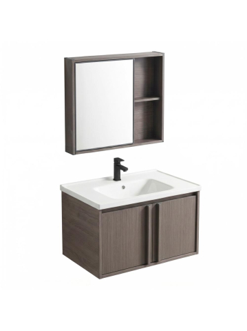 Set mobilier baie suspendat Rea Gama T25023 KJM 60cm maro cu lavoar ceramic [11]