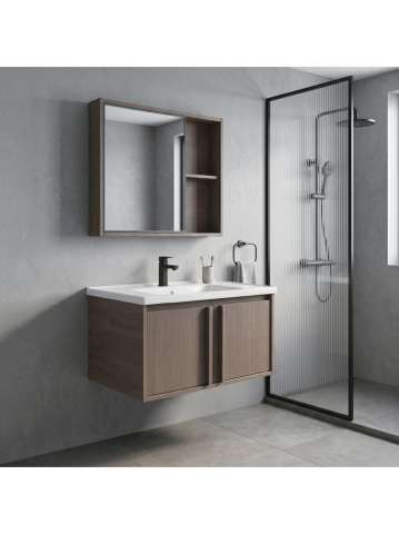 Set mobilier de baie cu lavoar Gama T25023 KJM 70CM maro [3]