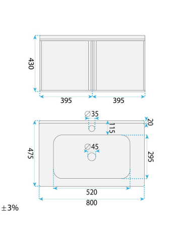 Set mobilier de baie cu lavoar Gama T25023 KJM 80CM maro [13]