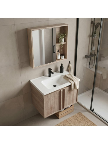 Set mobilier de baie cu lavoar Gama T25023 QHM 60CM bej maro [2]