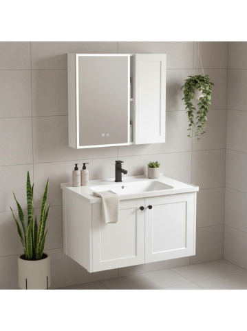 Set mobilier de baie cu lavoar Monti 60cm alb [2]