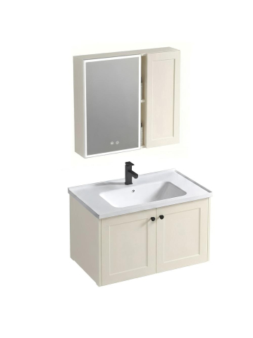 Set mobilier de baie cu lavoar Monti 60cm Crem [1]