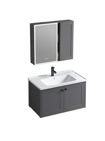 Set mobilier de baie cu lavoar Monti 60cm Grey [4]