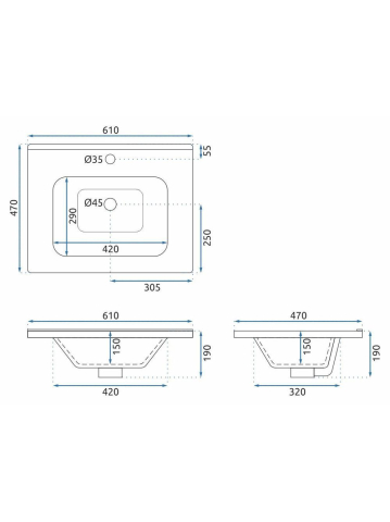 Set mobilier de baie cu lavoar Paris 60cm Bej [8]
