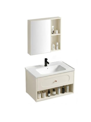 Set mobilier de baie cu lavoar River 60cm Crem [6]