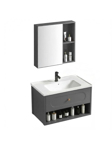 Set mobilier de baie cu lavoar River 60cm Grey [1]