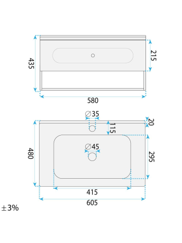 Set mobilier de baie cu lavoar River 60cm Grey [8]