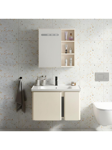 Mobilier Baie - Set mobilier de baie cu lavoar Tula 60cm Bej