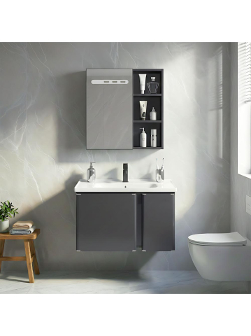 Mobilier Baie - Set mobilier de baie cu lavoar Tula 60cm gri