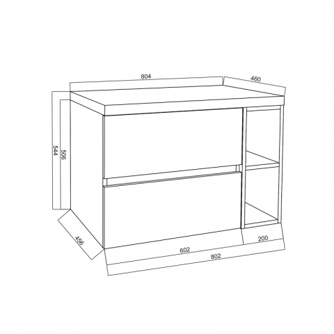 Set mobilier pentru lavoar pe blat Fluminia Genova 80 cu blat si raft deschis [3]