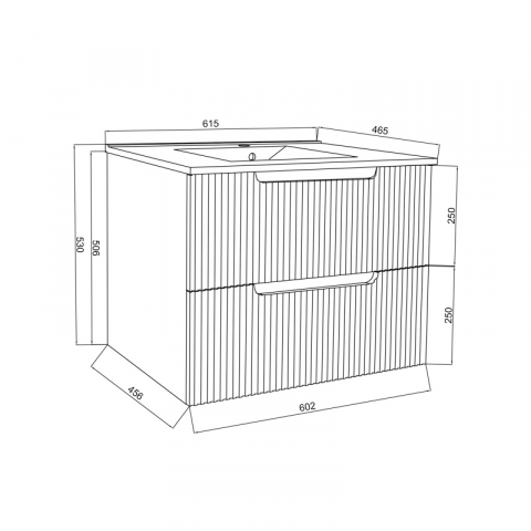 Set mobilier riflat cu lavoar Fluminia Malta 60 cu sertare soft close alb [3]