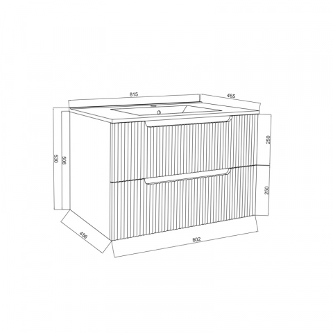 Set mobilier riflat cu lavoar Fluminia Malta 80 cu sertare soft close alb [3]
