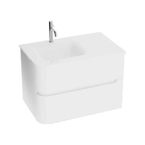 Seturi de mobilier si lavoar - Set mobilier si lavoar, Spectrum, Alcazar 60, colț rotunjit și lavoar din sticlă, alb