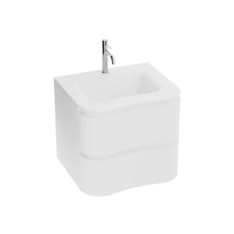 Mobilier Baie - Set mobilier si lavoar, Spectrum, Oviedo 60, design ondulat, alb