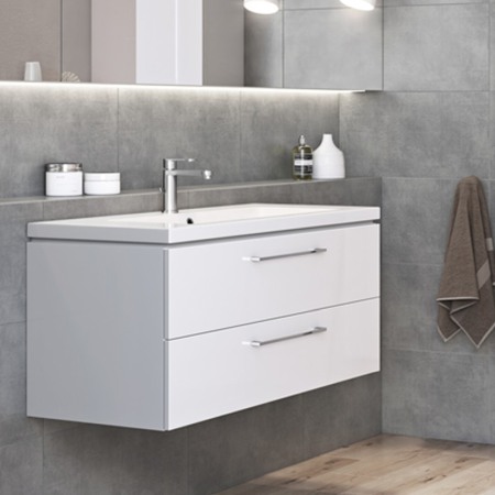 Set mobilier suspendat si lavoar Cersanit, Lara, 80 x 45 cm, alb [6]