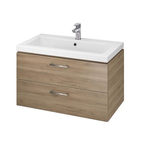 Seturi de mobilier si lavoar - Set mobilier suspendat si lavoar Cersanit, Lara, 80 x 45 cm, nuc