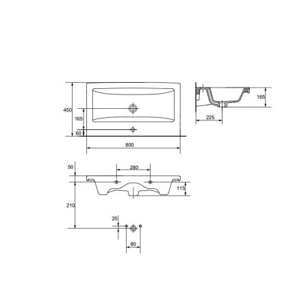 Set mobilier suspendat si lavoar Cersanit, Lara, 80 x 45 cm, nuc [2]