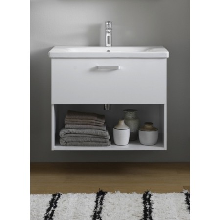 Set mobilier suspendat si lavoar Kolpasan, Evelin, 65 cm, alb [4]