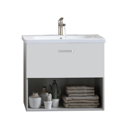 Seturi de mobilier si lavoar - Set mobilier suspendat si lavoar Kolpasan, Evelin, 80 cm, alb