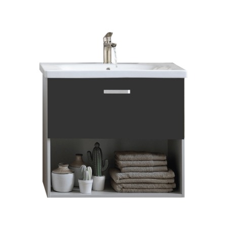 Seturi de mobilier si lavoar - Set mobilier suspendat si lavoar Kolpasan, Evelin, 80 cm, gri antracit