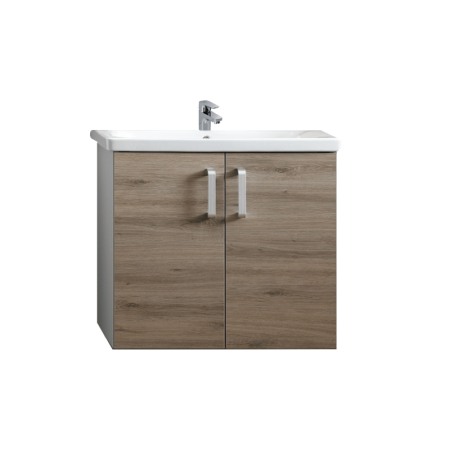 Seturi de mobilier si lavoar - Set mobilier suspendat si lavoar Kolpasan, Evelin, 80 cm, stejar gri