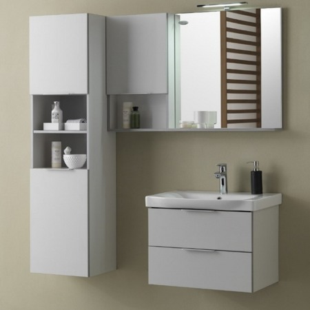 Set mobilier suspendat si lavoar Kolpasan, Lana, 65 cm, gri deschis [4]