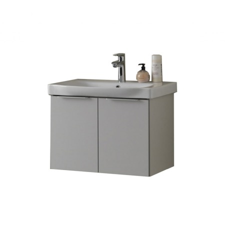 Seturi de mobilier si lavoar - Set mobilier suspendat si lavoar Kolpasan, Lana, 65 cm, gri deschis