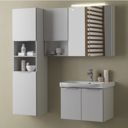 Set mobilier suspendat si lavoar Kolpasan, Lana, 65 cm, gri deschis [4]