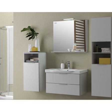 Set mobilier suspendat si lavoar Kolpasan, Lana, 80 cm, gri deschis [4]