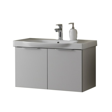 Seturi de mobilier si lavoar - Set mobilier suspendat si lavoar Kolpasan, Lana, 80 cm, gri deschis