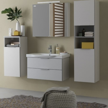 Set mobilier suspendat si lavoar Kolpasan, Lana, 80 cm, gri deschis [4]