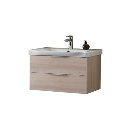 Seturi de mobilier si lavoar - Set mobilier suspendat si lavoar Kolpasan, Lana, 80 cm, lemn deschis