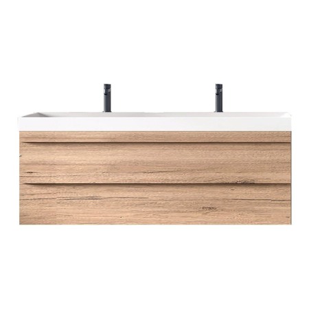 Seturi de mobilier si lavoar - Set mobilier suspendat si lavoar, Kolpasan, Naomi, 120 cm, natural wood