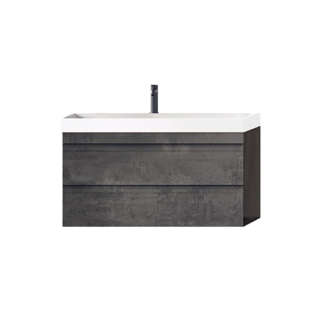 Seturi de mobilier si lavoar - Set mobilier suspendat si lavoar, Kolpasan, Naomi, 80 cm, dark concrete