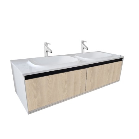 Seturi de mobilier si lavoar - Set mobilier suspendat si lavoar Kolpasan, Pandora, 150 cm, lemn natur