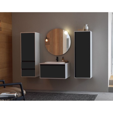 Set mobilier suspendat si lavoar Kolpasan, Pandora, 75 cm, black stone [4]