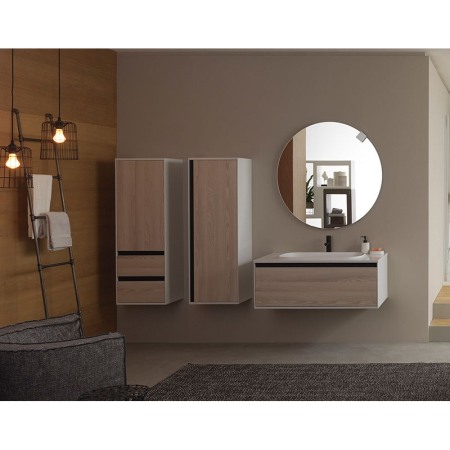 Set mobilier suspendat si lavoar Kolpasan, Pandora, 75 cm, lemn natur [4]