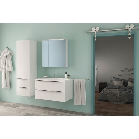 Mobilier Baie - Set mobilier suspendat si lavoar Kolpasan, Tara, 110 cm, alb mat
