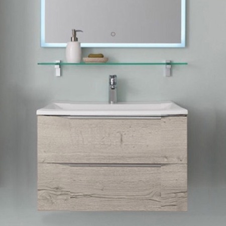 Set mobilier suspendat si lavoar Kolpasan, Tara, 71 cm, craft wood [2]