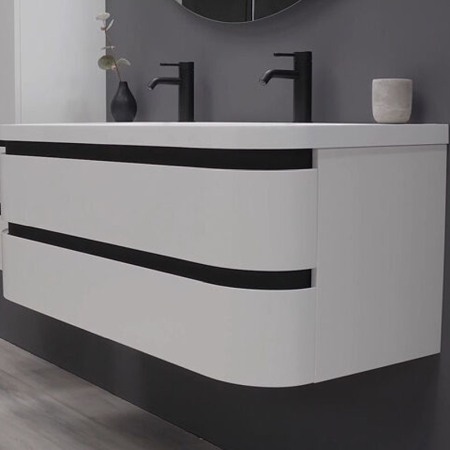 Set mobilier suspendat si lavoar, Kolpasan, Vittoria, 100 cm, alb mat [3]