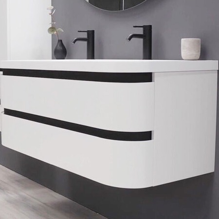 Set mobilier suspendat si lavoar, Kolpasan, Vittoria, 120 cm, alb mat [3]